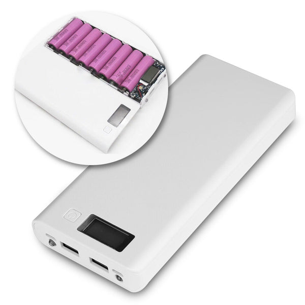Dual USB LCD Display Power Bank Portable Backup 18650 8 Battery Charger Box Case