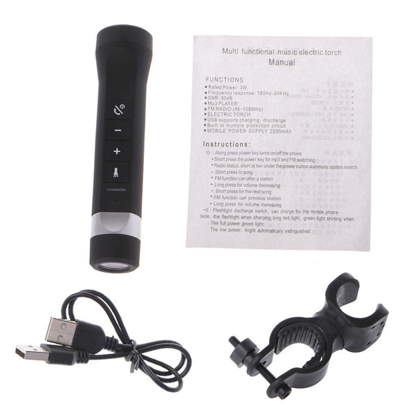 Bluetooth Multifunction Flashlight Speaker Music Torch Bike Cycling Portable