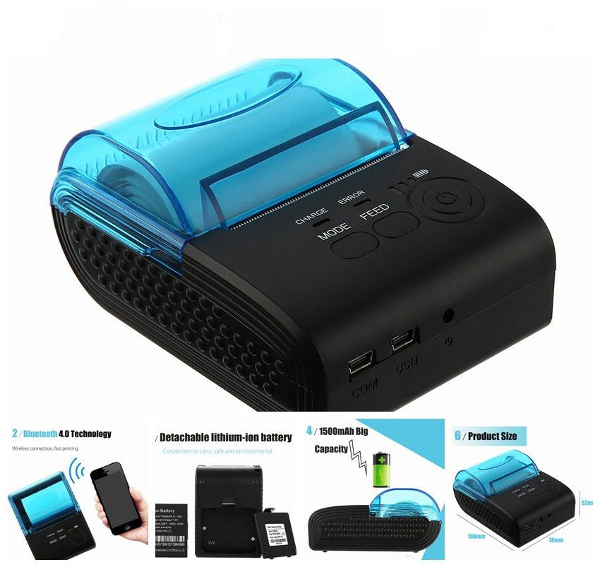 Bluetooth Thermal Printer Portable 58mm Android POS Printer Rechargeable