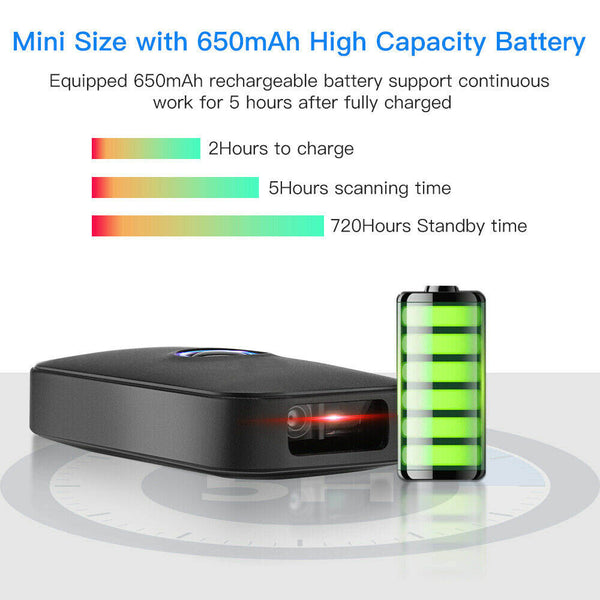 Wireless Bluetooth Barcode Scanner Reader for Android Phone iPad IOS Tablets