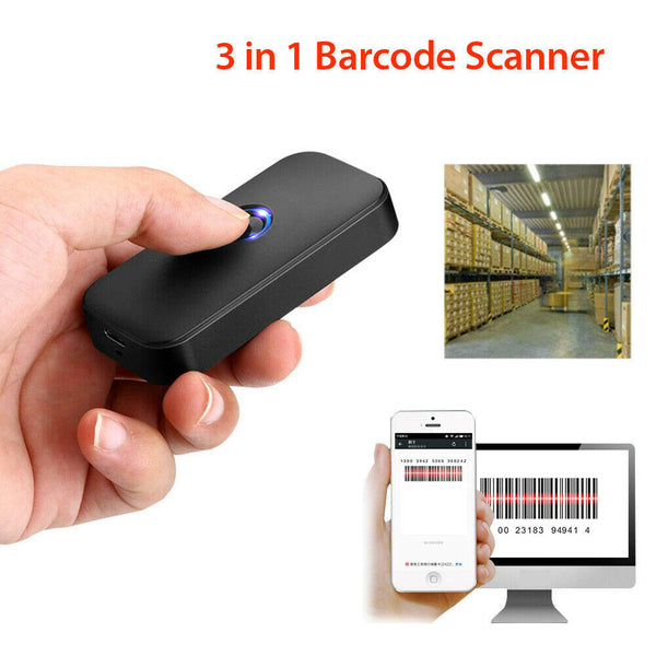 Wireless Bluetooth Barcode Scanner Reader for Android Phone iPad IOS Tablets