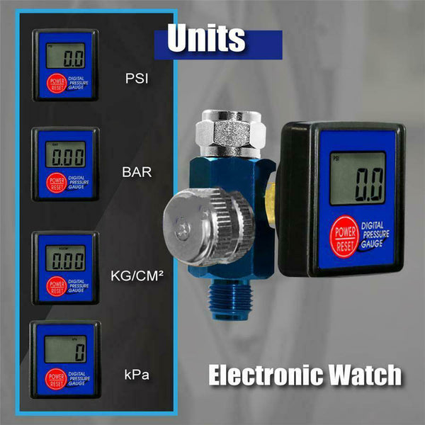 Digital Pressure Gauge Air Pressure Flow Regulator PSI Bar Kpa For Spray Paint
