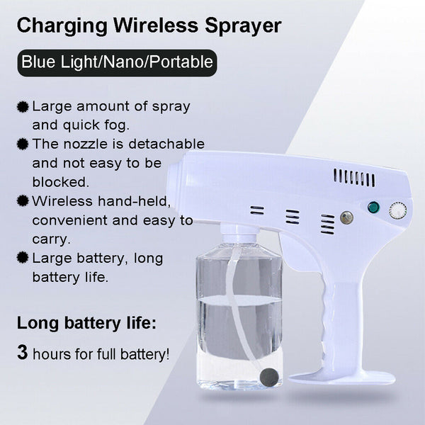 Electric Blue Light Nano Steam Spray Handheld Fogging Car Disinfectant Sprayer