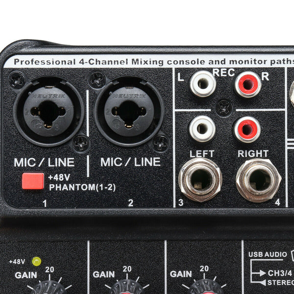 4 Channels USB DJ Mixer Bluetooth Record Live Studio Audio Sound Mixing Console