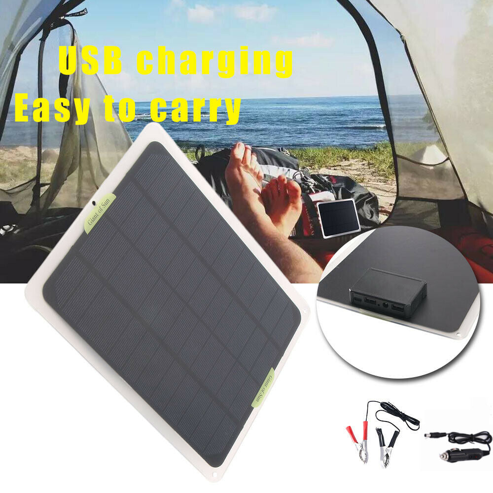 Outdoor 20W Solar Sun Panel DC 12V 5V Battery Charger Boat Marine RV Car Starter
