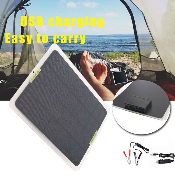 Outdoor 20W Solar Sun Panel DC 12V 5V Battery Charger Boat Marine RV Car Starter