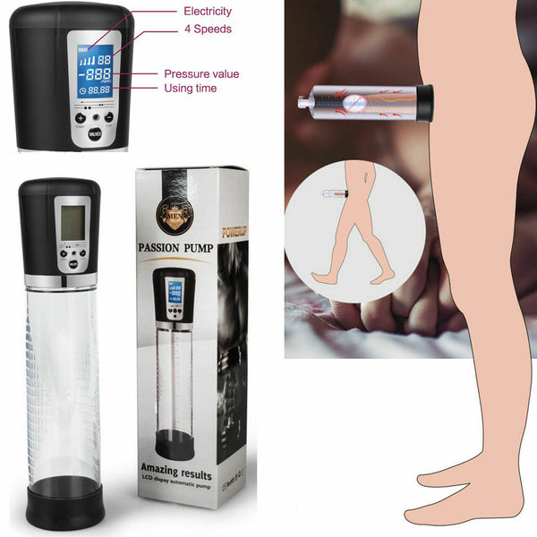 Vacuum LCD Penis Pump Rechargeable Male Men Enlarger Growth Extender Stretcher