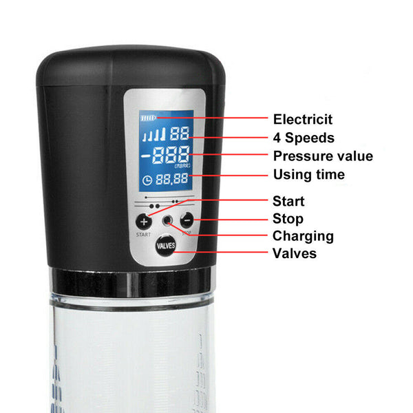Vacuum LCD Penis Pump Rechargeable Male Men Enlarger Growth Extender Stretcher