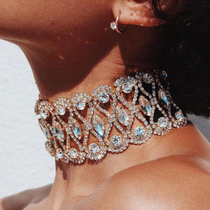 Full Diamond Crystal Rhinestone Pendant Choker Collar Ladies Necklace Jewelry