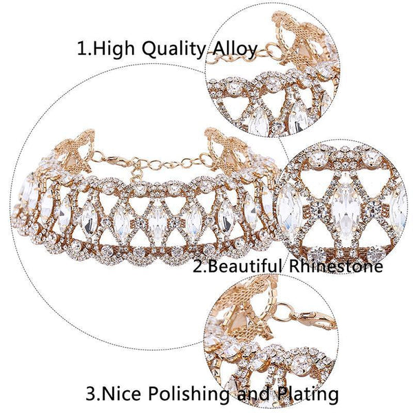 Full Diamond Crystal Rhinestone Pendant Choker Collar Ladies Necklace Jewelry
