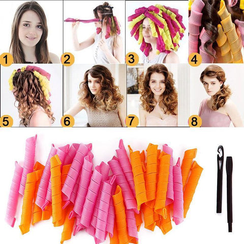40 PCS 50CM DIY Ladies Hair Rollers Curlers Magic Circle Twist Spiral Styling Tools