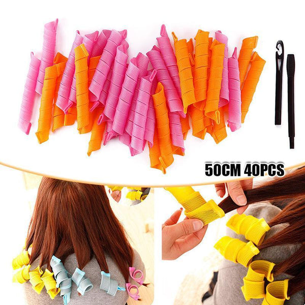 40 PCS 50CM DIY Ladies Hair Rollers Curlers Magic Circle Twist Spiral Styling Tools