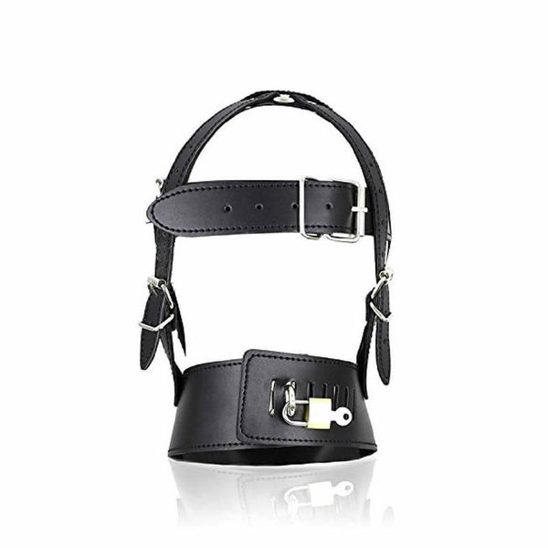 Cool Faux Leather Hood Head Harness Gag Muzzle Mask Role Play Cosplay Costume