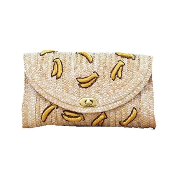 Women Lady Straw Clutch Bag Boho Summer Purse Handbag 2018 Stylish Cherry Banana