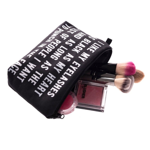 3D Printing Make Up Makeup Organiser Cosmetics Pencils Bag Funny Print Letters