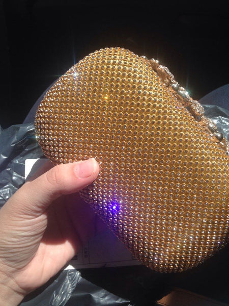 Women Ladies Luxury Evening Purse Wedding Floral Crystal Rhinestones Hand Bag