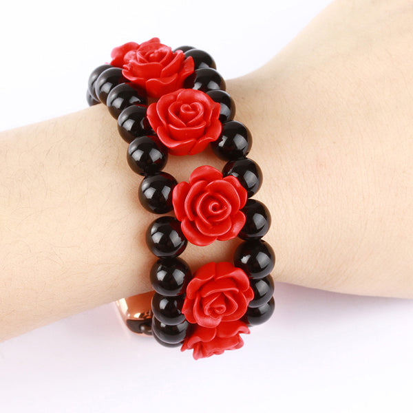 38 42 mm Band Width Women Girl Black Agate carved Watch Strap For Apple Watch