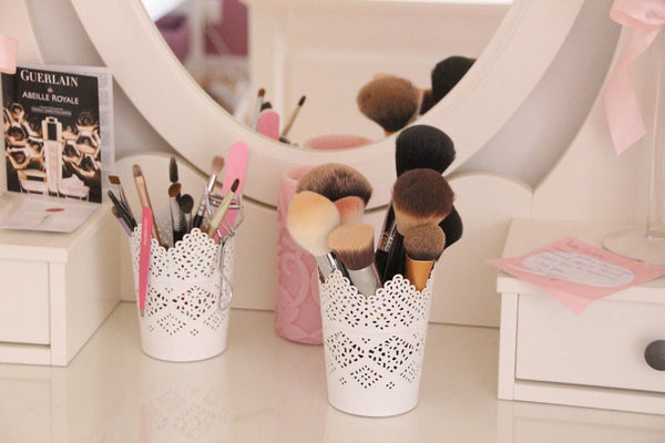 3 pcs Make Up Brush Holder Pot Storage Candle Stationary Pen Pencil Holder Pot