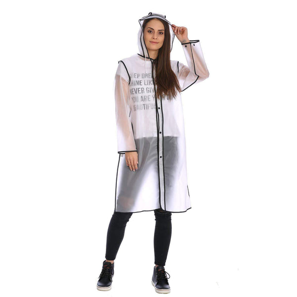 Cute Fashionable Vinyl Raincoat Runway Style Women Girls Clear Rain Raining Coat