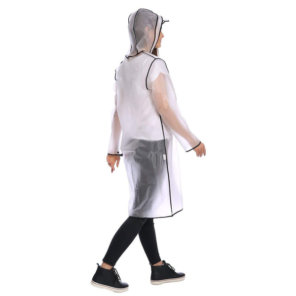 Cute Fashionable Vinyl Raincoat Runway Style Women Girls Clear Rain Raining Coat