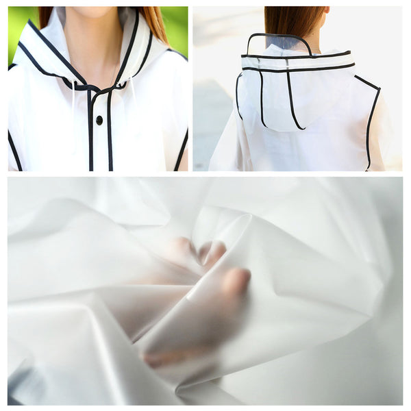 Cute Fashionable Vinyl Raincoat Runway Style Women Girls Clear Rain Raining Coat