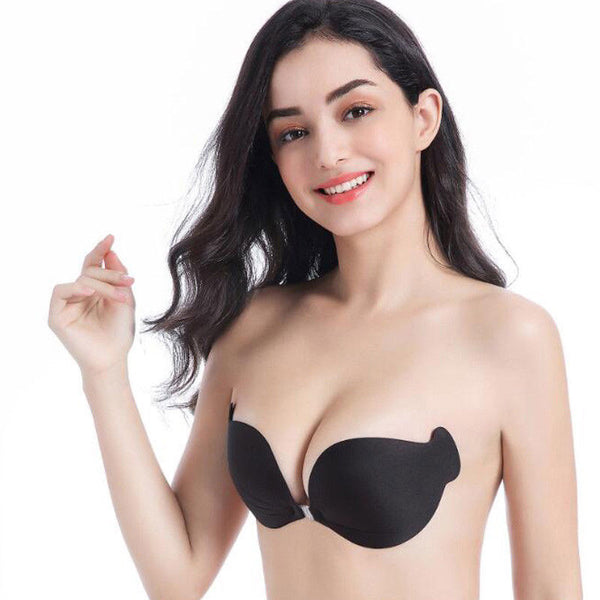 Invisible Strapless Push Up Self Adhesive Backless Magic Stick Black Breast Bra