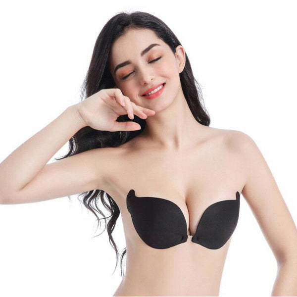 Invisible Strapless Push Up Self Adhesive Backless Magic Stick Black Breast Bra