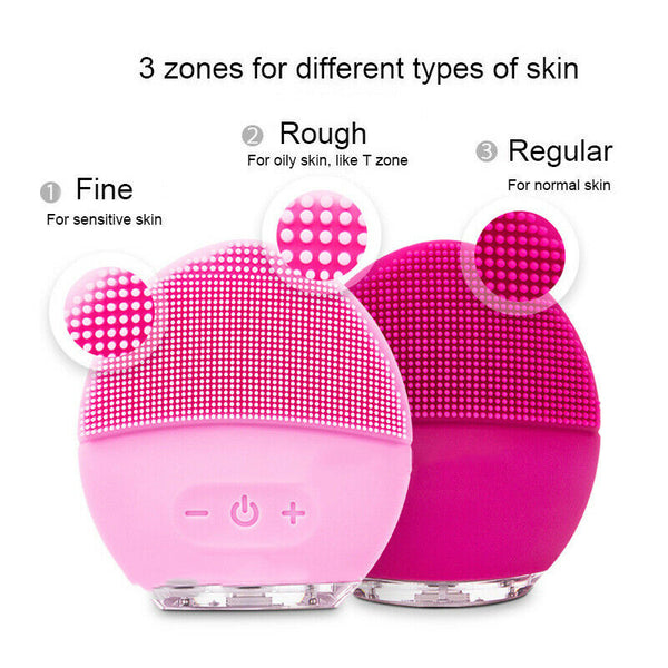 Electric Silicone Face Cleansing Brush Cleanser Massager vibrate facial