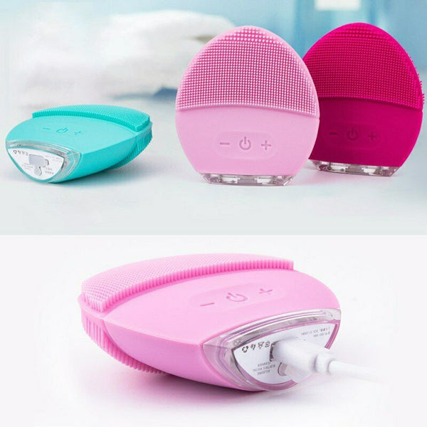Electric Silicone Face Cleansing Brush Cleanser Massager vibrate facial