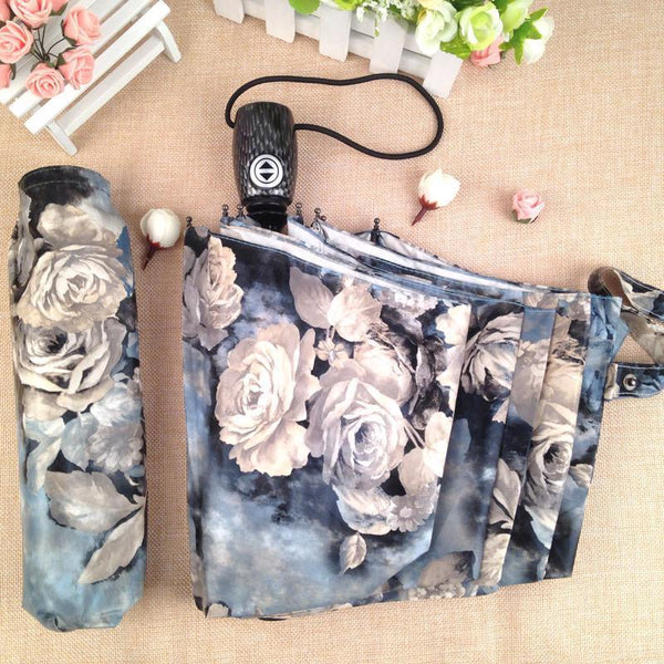 Creative Folding Folded Japanese Flower Rain Windproof Retro Painting Umbrella