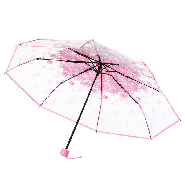 Transparent Beauty Clear Fold Umbrella Pink Cherry Blossom Mushroom Umbrella for Apollo Sakura