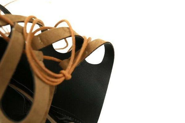 Roma Openwork Gladiator Lace Up Back Zip Strap Open Toe Long Sandals High Top