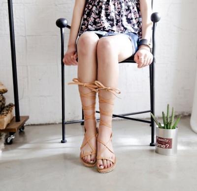 Cross Tie Ankle Straps Lace Up Flip Flops Sandals Flat Heels Summer Casual Shoes