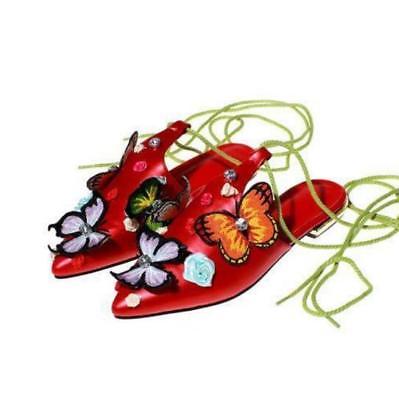 Attractive Lace Up Chic Ethnic Floral Ankle Sandal Rhinestone Sling Back Shoes