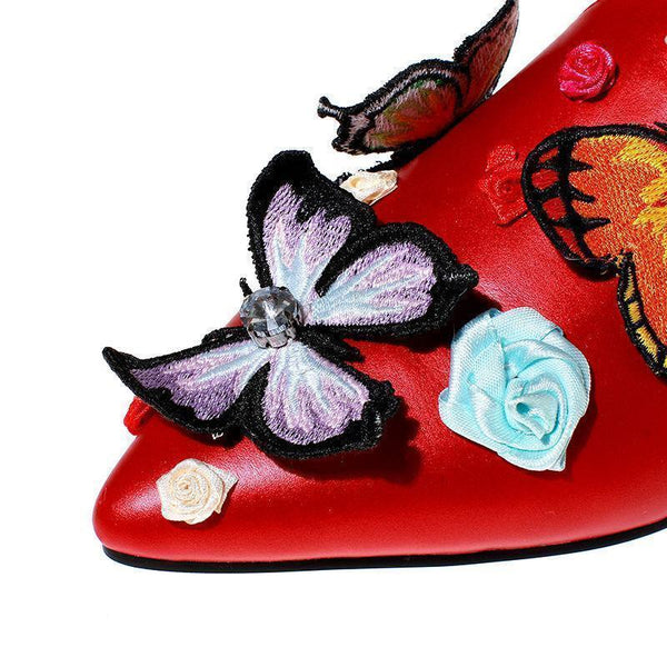 Attractive Lace Up Chic Ethnic Floral Ankle Sandal Rhinestone Sling Back Shoes