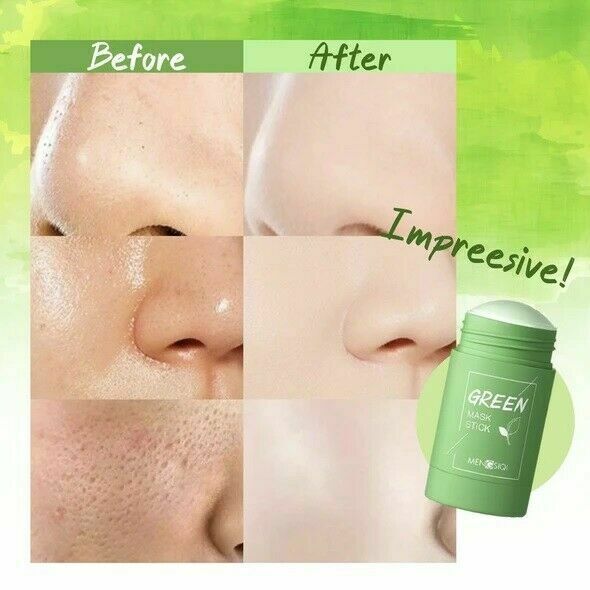 3X Green Tea Purifying Clay Mask Oil Pore Cleaner Anti Acne Egg Plant Fine Solid