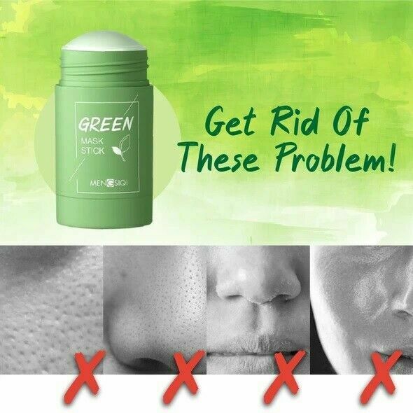 3X Green Tea Purifying Clay Mask Oil Pore Cleaner Anti Acne Egg Plant Fine Solid
