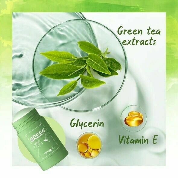 3X Green Tea Purifying Clay Mask Oil Pore Cleaner Anti Acne Egg Plant Fine Solid
