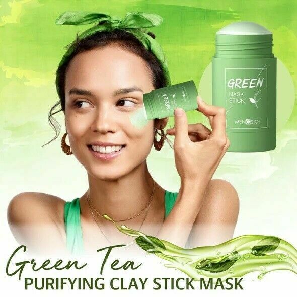 3X Green Tea Purifying Clay Mask Oil Pore Cleaner Anti Acne Egg Plant Fine Solid
