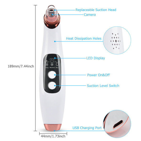 Visual Blackhead Remover Wifi Camera Pore Vacuum Suction Face Nose Acne Cleaner