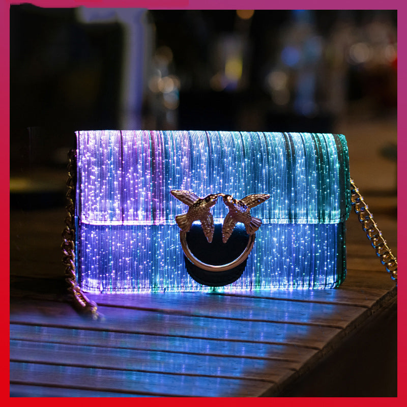 Trendy Play Fashion Optical Fiber Color Change Luminous Women Handbag Bag