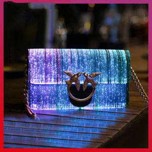 Trendy Play Fashion Optical Fiber Color Change Luminous Women Handbag Bag