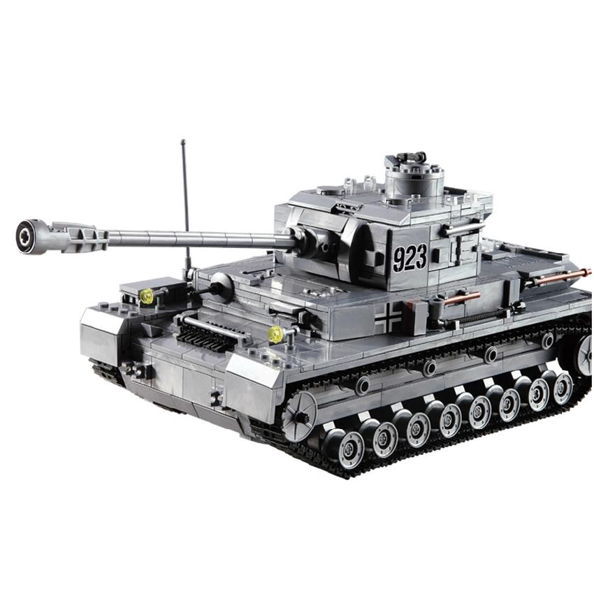 3D Construction Educational Toys 1193 PCS Plastic Building Blocks Bricks 82010 German Armored Military Tank Cannon Model F2 Troop
