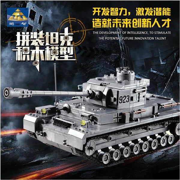 3D Construction Educational Toys 1193 PCS Plastic Building Blocks Bricks 82010 German Armored Military Tank Cannon Model F2 Troop