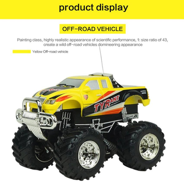 4Ch Remote Control High Speed Electric RC Car 1:43 Off-Road Vehicle Model Yellow