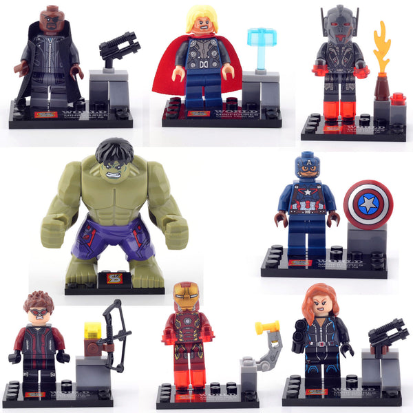 8 Minifigure Build Brick for THOR IRON MAN HULK NICK AVENGERS Age Of Ultron