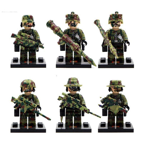 6 pcs minifigure blocks toys Toy for Police Falcon Commandos Marine Corps