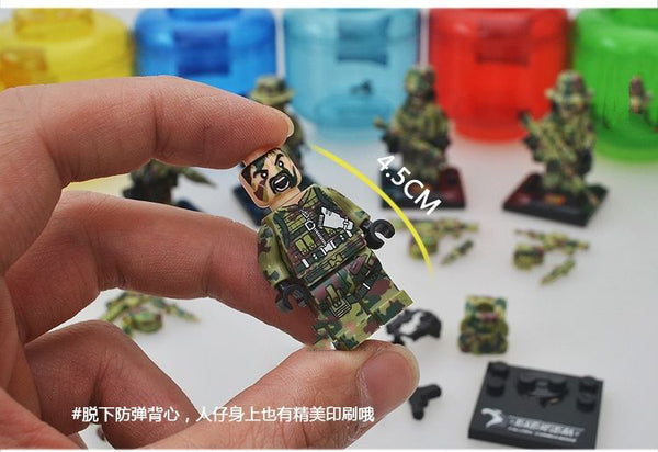 6 pcs minifigure blocks toys Toy for Police Falcon Commandos Marine Corps