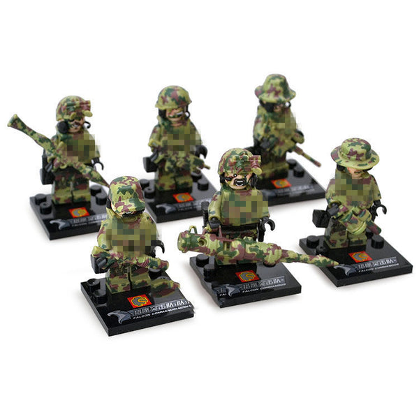 6 pcs minifigure blocks toys Toy for Police Falcon Commandos Marine Corps