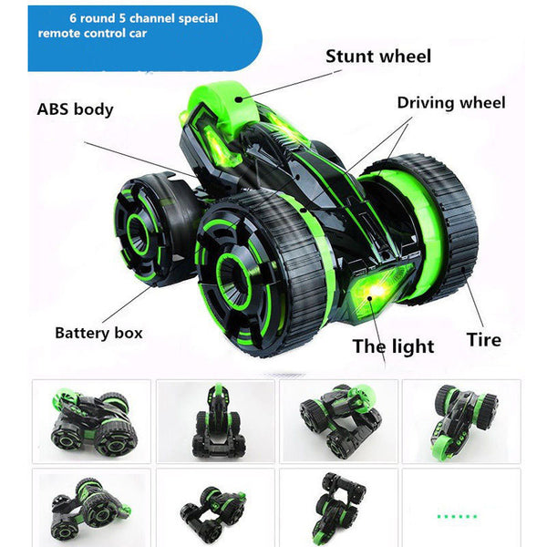 Latesst RC Stunt Cars 6CH Wheel Acrobatic Dump Car LED Light Toy Christmas Gifts